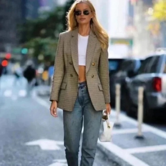 A.L.C. Sedgwick Houndstooth Blazer Grey Multi 0 - Picture 8 of 8